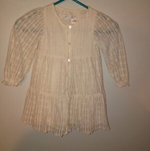 Girls' Cream Knit Zara Button-Front Dress